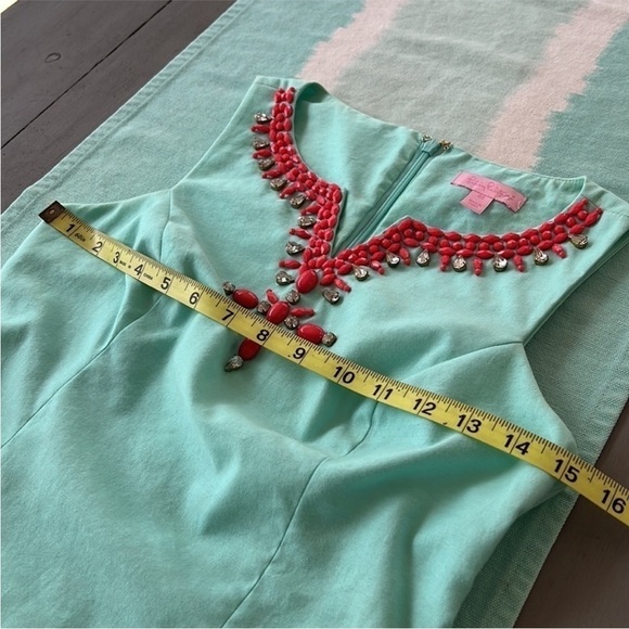 Lilly Pulitzer Jackie Shell Top Beaded Jeweled Sleeveless Aqua Blue 00 - Picture 10 of 14